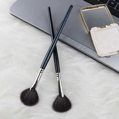 makeup brush fan shape fur blue makeup brushes   natural hair black goat hair single private label